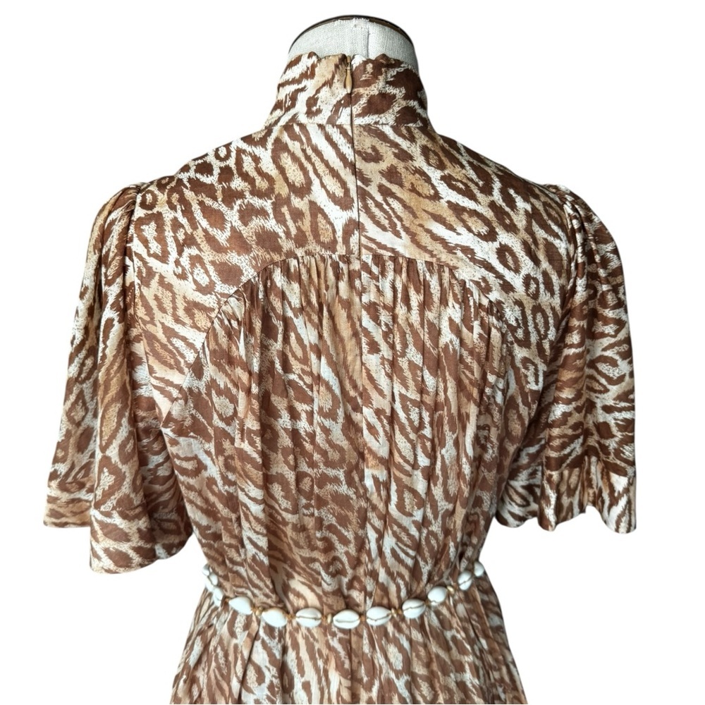 ZIMMERMANN Tropicana Flutter Sleeve Mini Dress in Leopard Size:1 US:6 - Picture 9 of 16